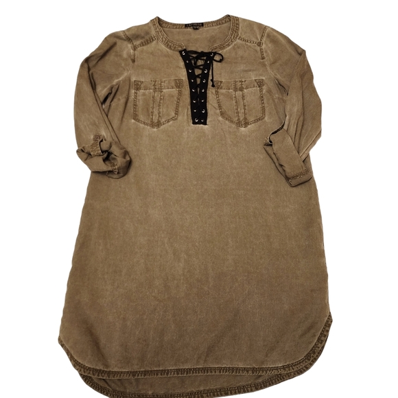 Express Army Green Utility Mini Dress S - Picture 6 of 12